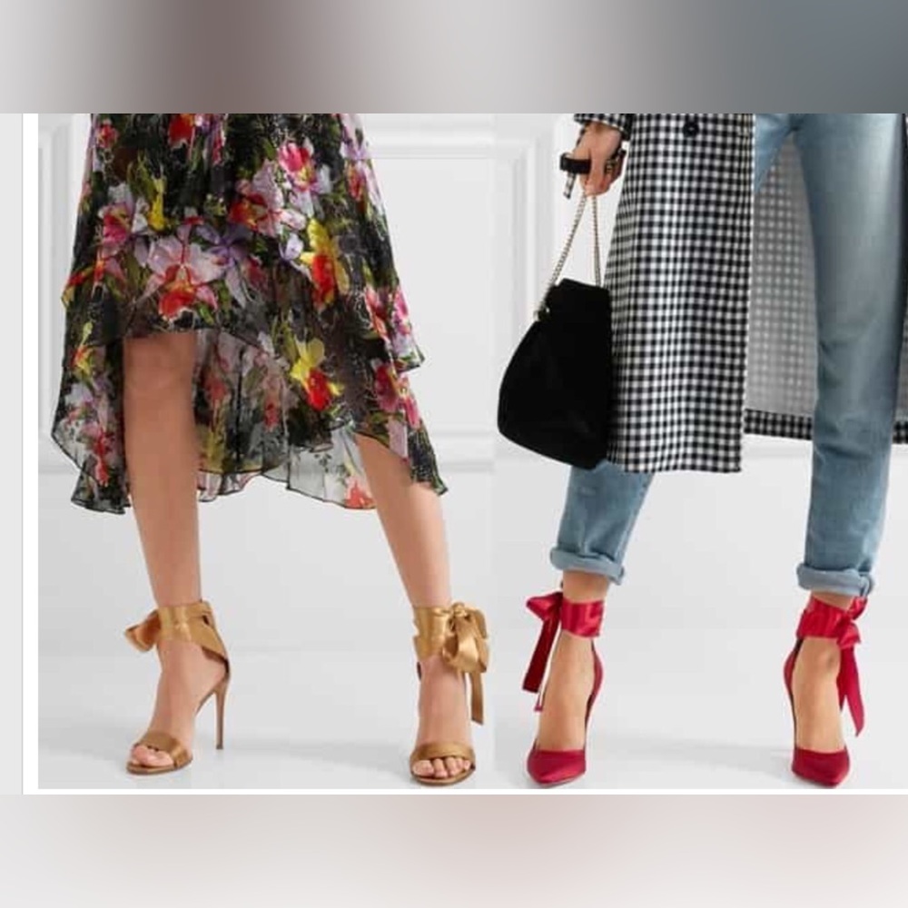 Gianvito Rossi Ribbon ankle wrap sandals heels in black size 8